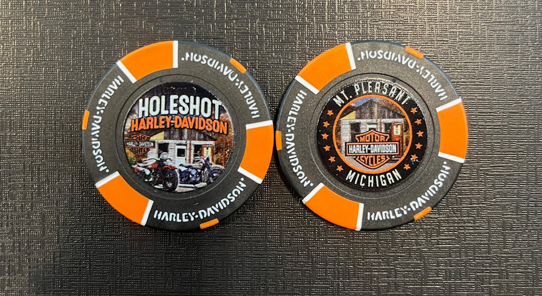 Black/Orange Holeshot Harley-Davidson Poker Chip