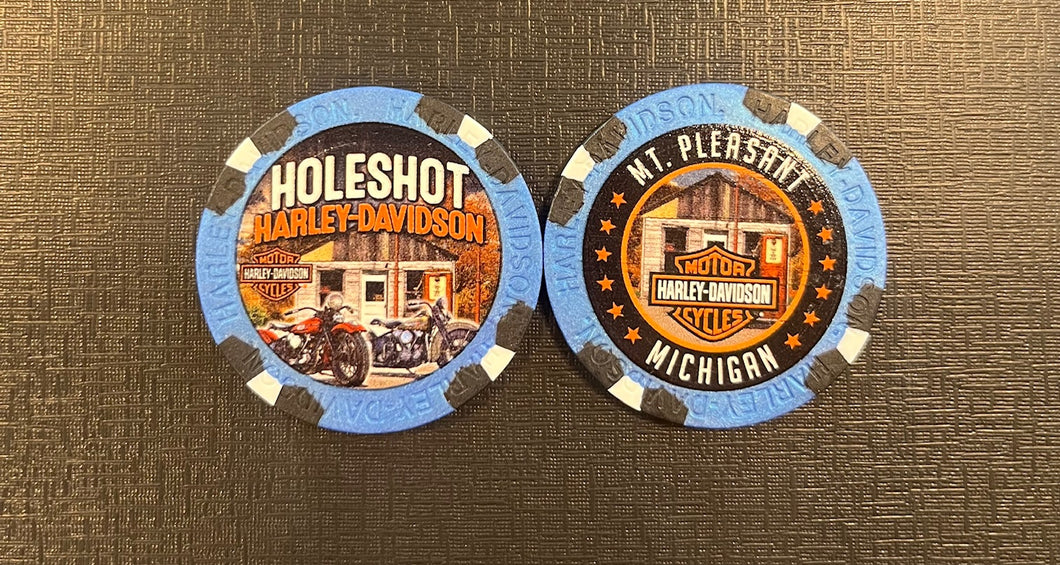 Metallic Blue Holeshot Harley-Davidson Poker Chip