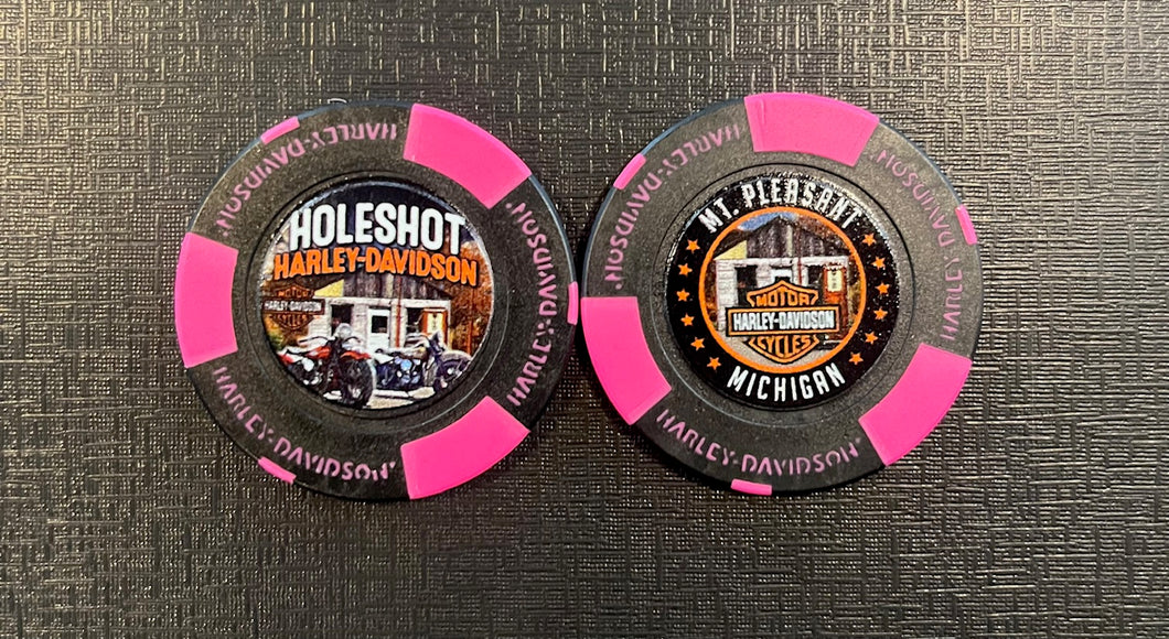Pink/Black Holeshot Harley-Davidson Poker Chip